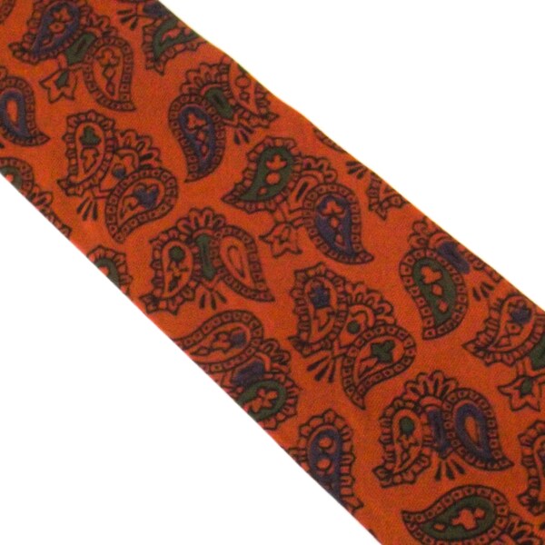 1960's NOS vintage tie | orange rust paisley necktie | men's 51" neckties | 50s 60s mid century modern | men fashion accessories hipster