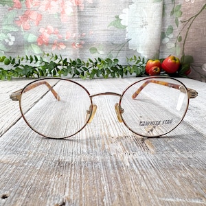 round eyeglass frames only gold multi tortoise 51[]19 unisex/men/women eyeglasses unisex/men/women glasses nos vintage deadstock accessories