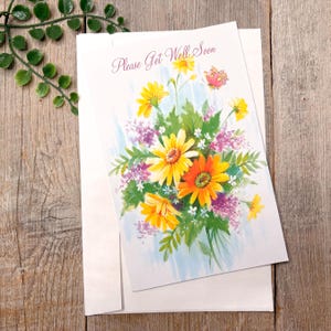Carte de rétablissement en pensant à vous carte de voeux bouquet de fleurs fleurs sauvages pour lui/elle/hommes/femmes/ami/collègue/voisin/parent vintage