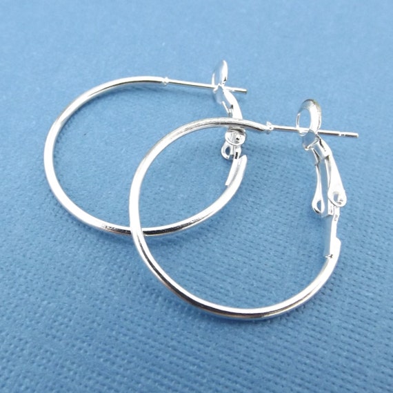 Silver Hoop Earrings Sterling Silver Plated Earrings | Etsy
