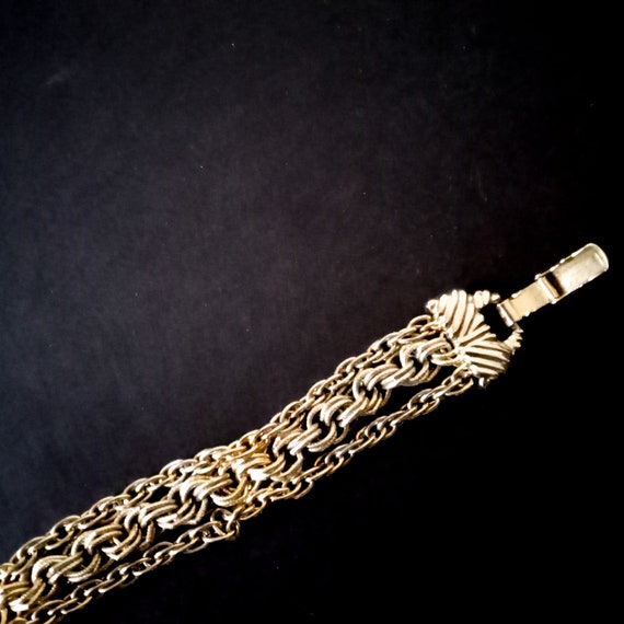 vintage chunky rope bracelet gold metal jewelry - image 3