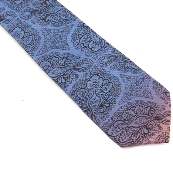 vintage tie blue and pink patterned necktie 50s 6… - image 2