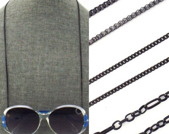 black eyeglass chain men women | face mask chain lanyard | necklace for glasses | sunglasses holder | box chain, curb chain, figaro chain