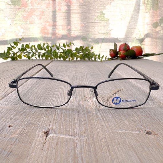 Black Metal Eyeglass Frames: Square Rectangle Vin… - image 1