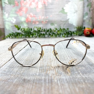 eyeglass frames only brown light gold 48[]18/135 round metal eyeglasses unisex/men/women glasses 90s fashion style nos/vintage/deadstock new