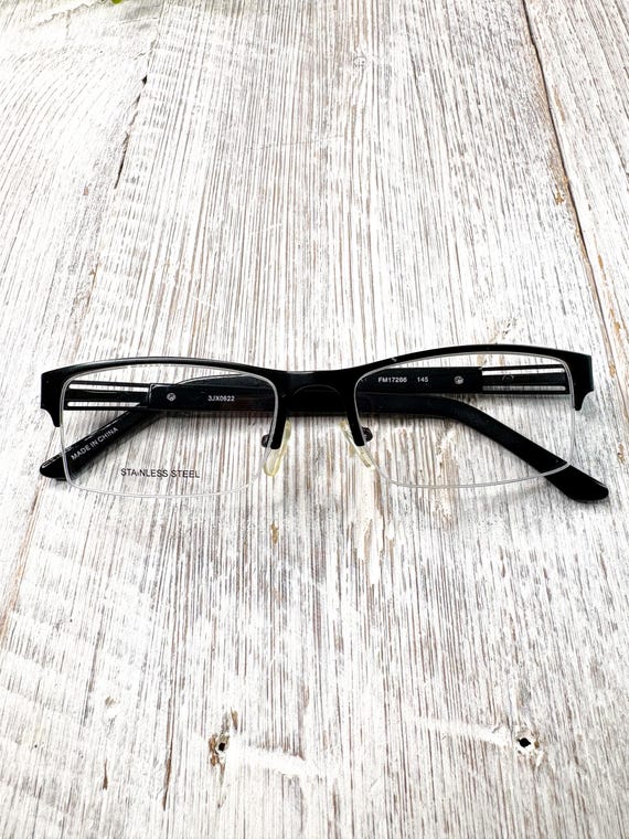 Black Rectangular Semi-Rimless Eyeglasses: 54[]17… - image 6