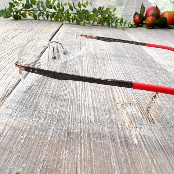 Rimless Eyeglass Frames: Gold, Black & Coral - 19… - image 3