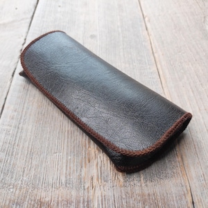 custodia per occhiali in vinile marrone scuro scorte morte vintage nos porta occhiali accessori per occhiali unisex/uomo/donna accessorio per occhiali da sole vinile vegano
