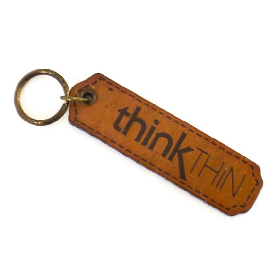 vintage 80s think thin leather keychain
