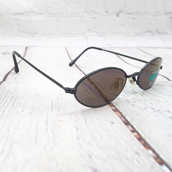 90s oval sunglasses petite vintage sunglasses bla… - image 2