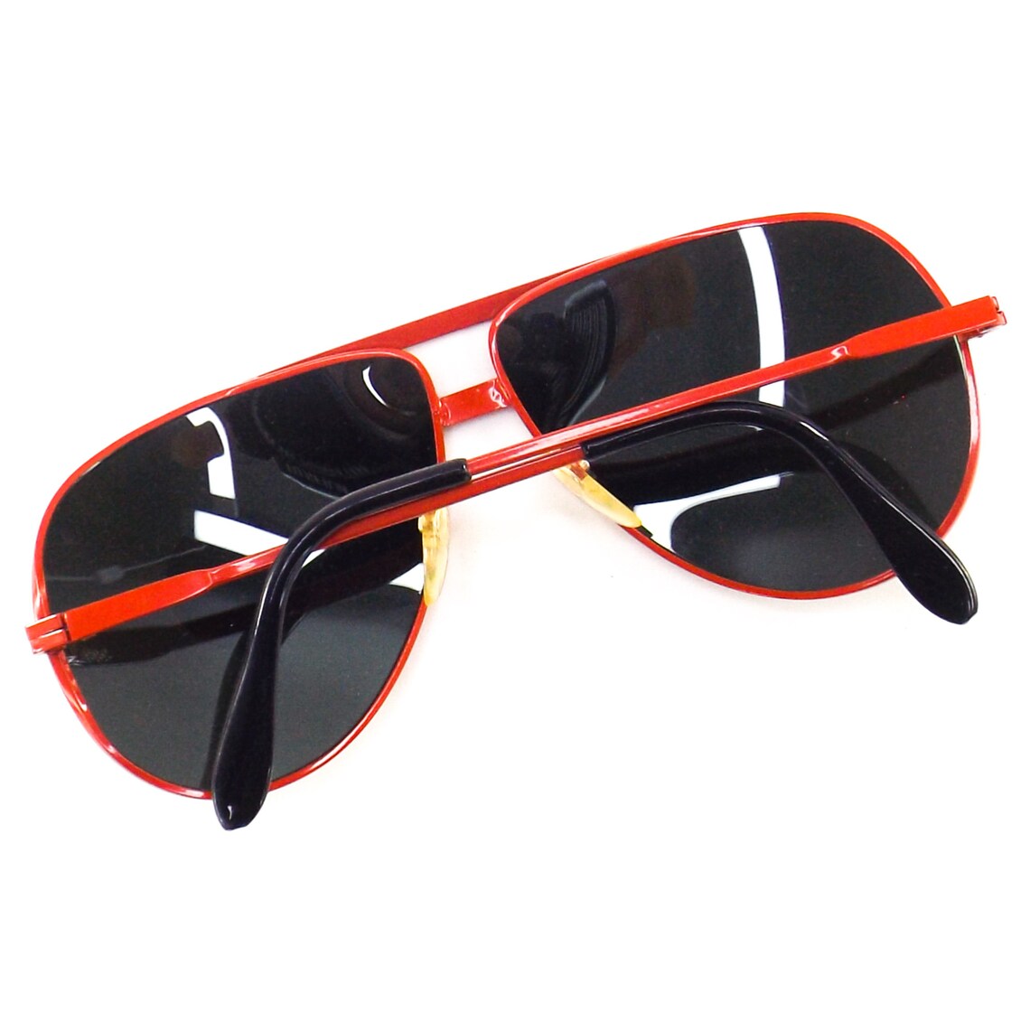 Red aviator sunglasses vintage 80s NOS sun glasses metal with Etsy