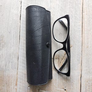 custodia per occhiali vintage deadstock porta occhiali unisex/uomo/donna accessori per occhiali occhiali da sole accessorio nero similpelle moda retrò