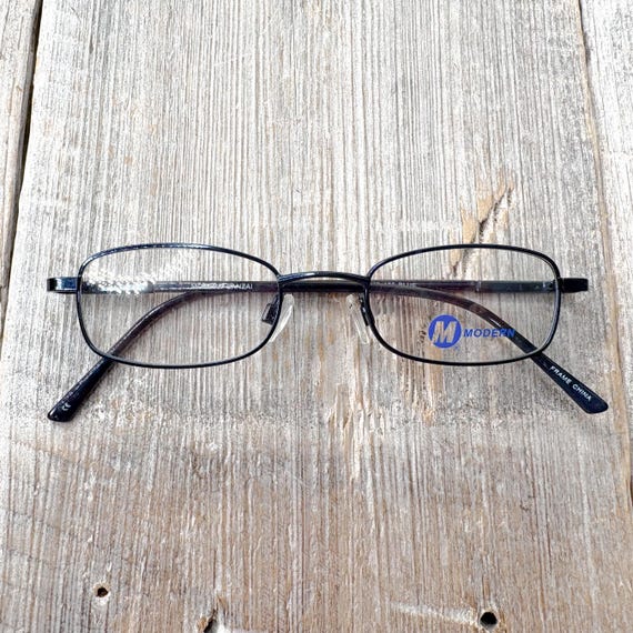 Black Metal Eyeglass Frames: Square Rectangle Vin… - image 7