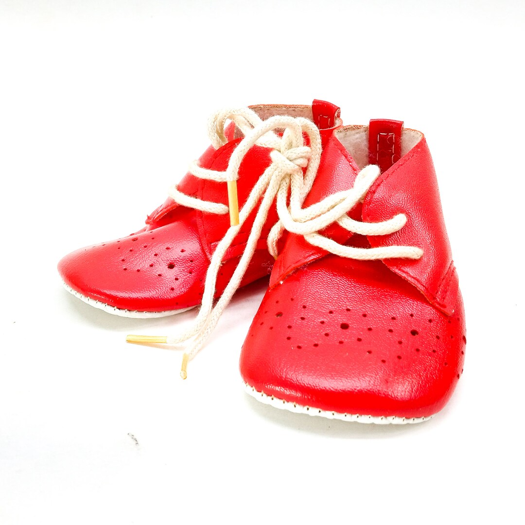 Vintage Baby Shoes Toddler Walking Shoes Red Faux Leather Etsy
