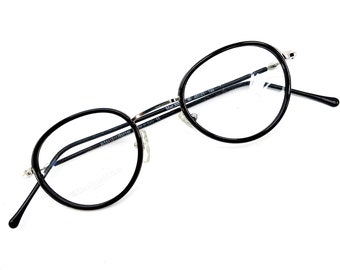 90s large round eyeglasses vintage eye glasses black rimmed eyeglass frames men women retro accessory NOS eyeglasses accessories italy