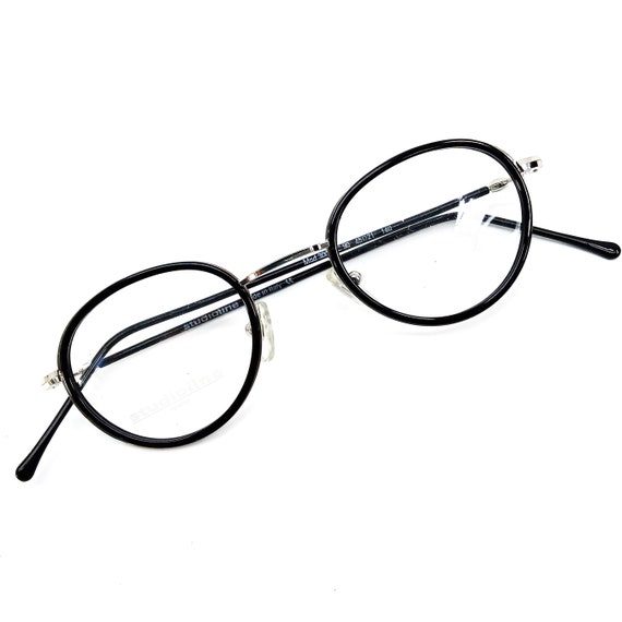 90s large round eyeglasses vintage eye glasses bl… - image 1