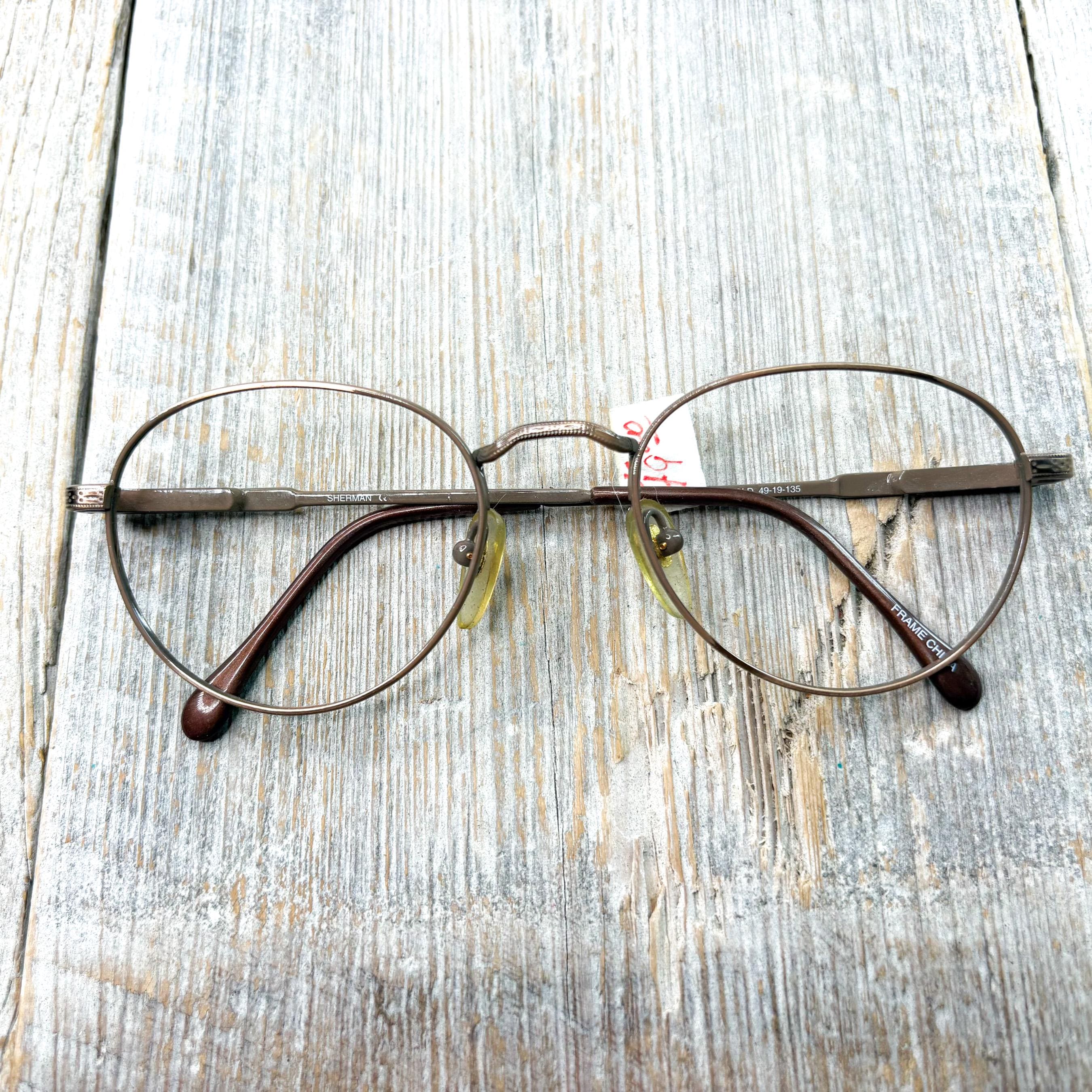 Vintage Round Bronze Eyeglass Frames: Unisex 1990s Deadstock (49