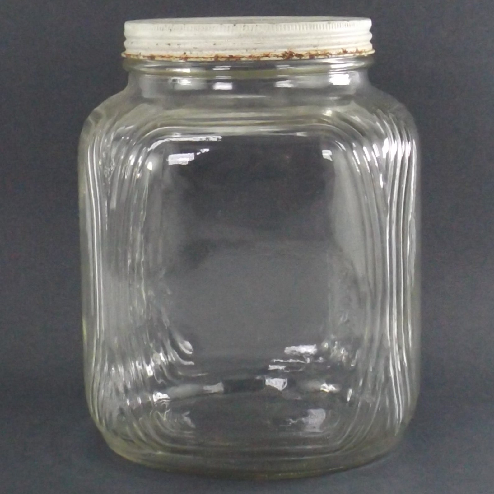 Vintage Square Glass Jar With Lid Hoosier Style Coffee Etsy