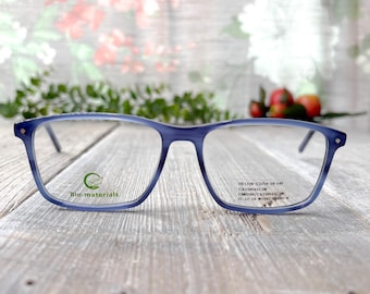 Clear Blue Square Eyeglasses Frames: 1990s Vintage Fashion