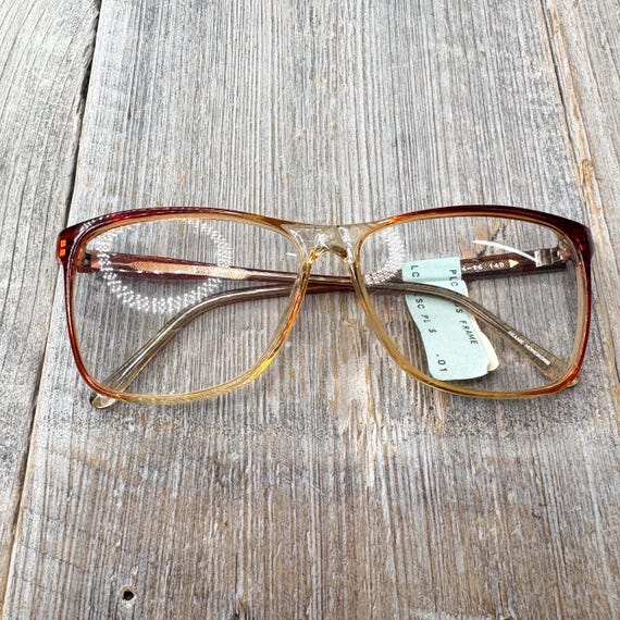 Oversized Square Eyeglass Frames: Clear Brown Vin… - image 6