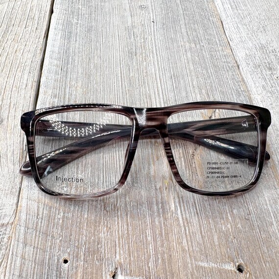 Oversized Square Eyeglass Frames: Dark Gray Marbl… - image 7