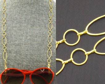 gold face mask chain for women | necklace for glasses | eyeglass chain lanyard | sunglasses holder | large oval link chain