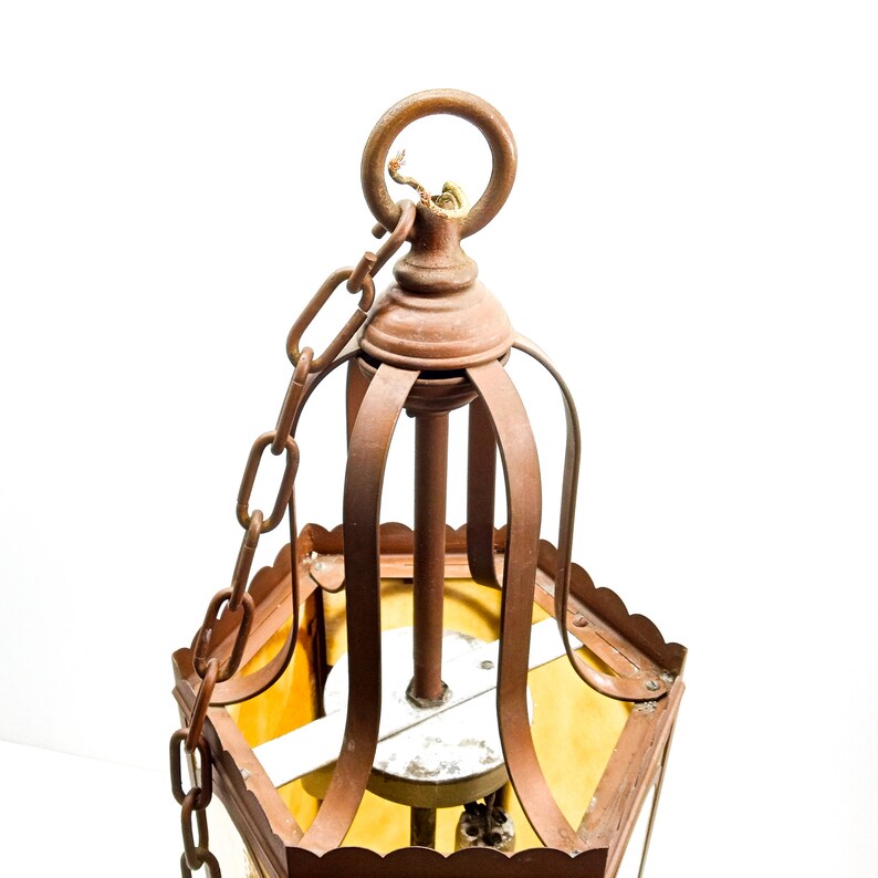 Large Stained Glass Pendant Light Vintage Cathedral Ceiling Etsy