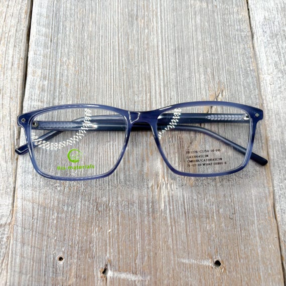 Clear Blue Square Eyeglasses Frames: 1990s Vintag… - image 7
