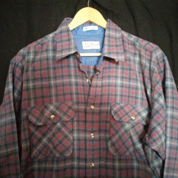 vintage sears roebuck plaid flannel button down s… - image 1