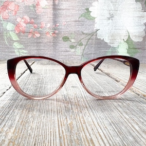 cat-eye glasses frames only 52[]14/138 women eyewear ruby red eyeglasses deadstock vintage