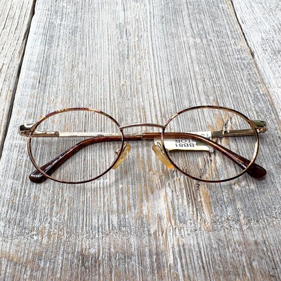 Vintage Bugle Boy Round Eyeglass Frames: Light Go… - image 6