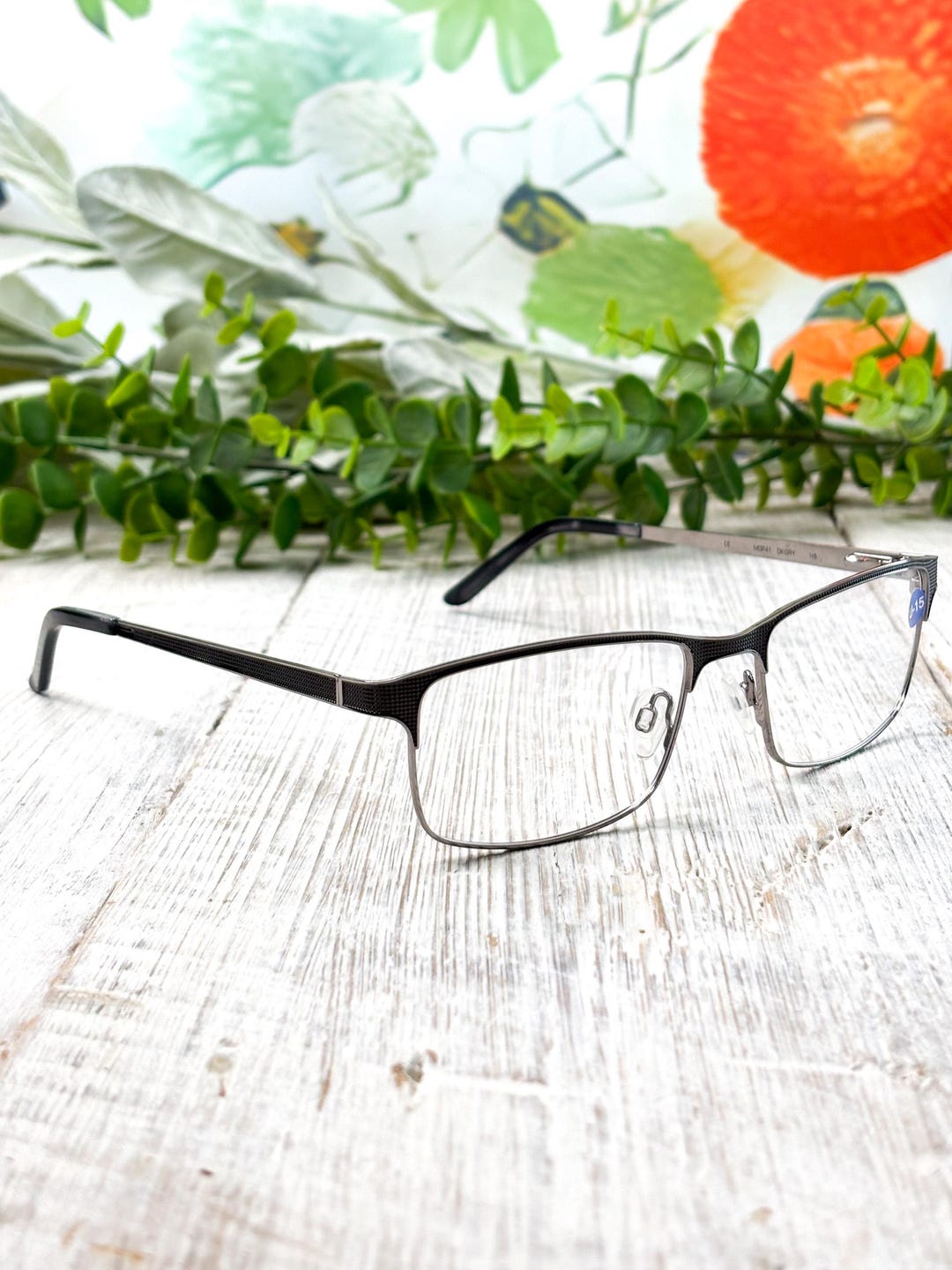 Square Gunmetal Metal Horn-rim Eyeglasses: 54[]18-145 - Etsy