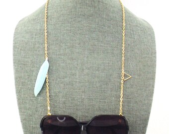 feather statement necklace for glasses women | eyeglass chain gold | sunglasses chain holder | face mask lanyard
