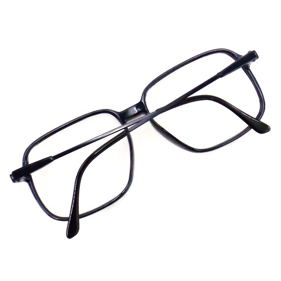 vintage navy blue square eyeglasses oversize eye … - image 4