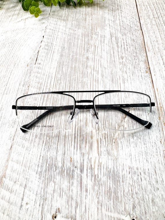 Black Rectangular Semi-Rimless Eyeglass Frames: B… - image 6