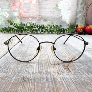 eyeglass frames only dark tortoise gold 46[]19/140 round metal eyeglasses unisex/men/women glasses nos/vintage/deadstock 90s fashion eyewear