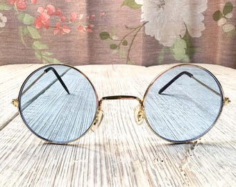 runde hippie sonnenbrille, farbige gläser, unisex/männer/frauen, uv 400 schutz