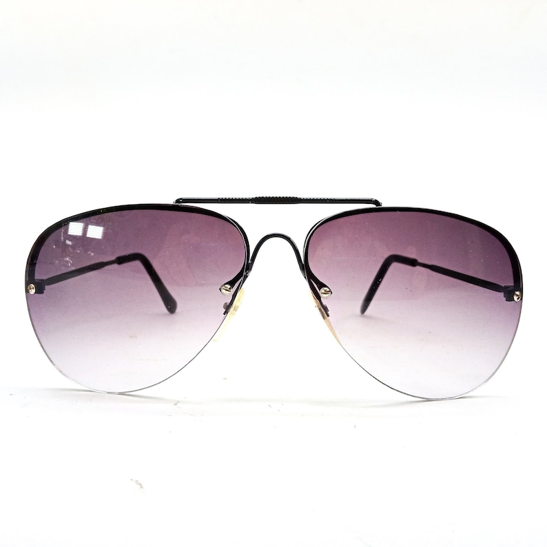large aviator sunglasses rimless sunglasses vintage NOS sunglasses black image 1