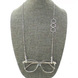 eyeglass chain sunglasses chain mask lanyard hexagon necklace for glasses Silver