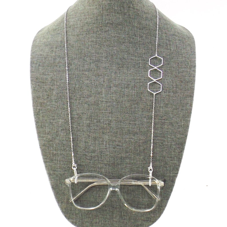 eyeglass chain sunglasses chain mask lanyard hexagon necklace for glasses Silver