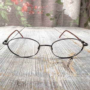 kids eyeglass frames only 46[]16/125 gunmetal/brown oval/round eyeglasses child/children/boys/girls glasses vintage/deadstock/nos eyewear