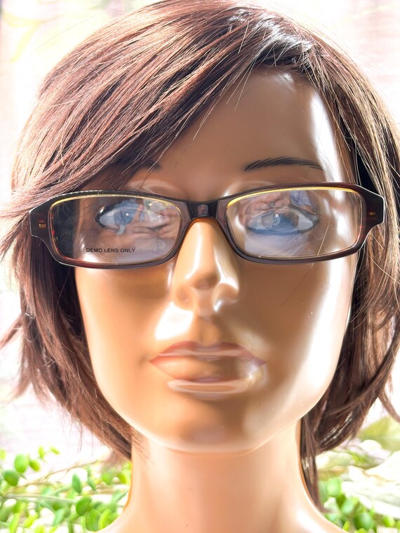 Brown Rectangular Eyeglass Frames: 90's Fashion A… - image 2