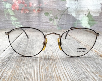 Montures de lunettes rondes vintage : argent et marron demi-teinte, unisexe fabriquées en Italie
