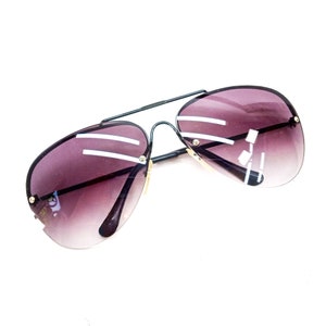 large aviator sunglasses rimless sunglasses vintage NOS sunglasses black image 4