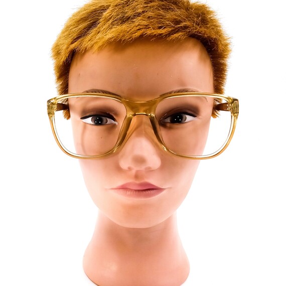 1990s large round eyeglasses gold vintage eye glasses… Gem