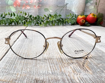 90s Round Eyeglass Frames: Blue Purple Metal Glasses (49[]18/135)