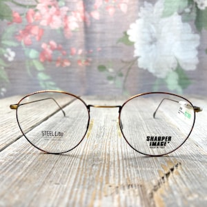 vintage eyeglass frame only eyeglasses round glasses antique gold/tortoise 51[]20/140 unisex/men/women prescription eyewear deadstock nos