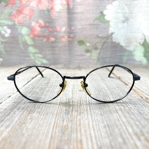 round/oval glasses frames only 49[]20/135 women/men/unisex metallic blue eyewear eyeglasses deadstock vintage