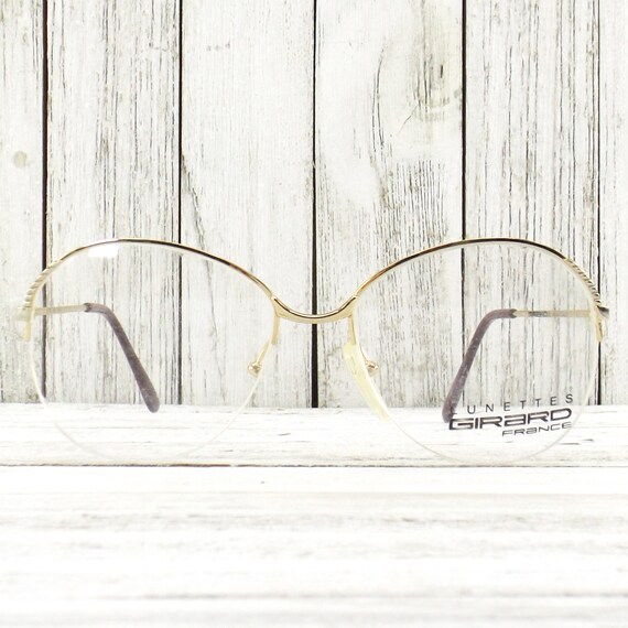 NOS vintage 80s eyeglasses rimless round | gold m… - image 2