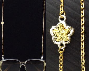 starfish face mask chain for women | eyeglass chain lanyard | sunglasses holder | gold necklace for glasses
